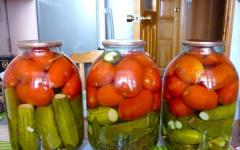 Quick and lazy canning of tomatoes and cucumbers