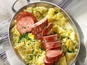 Dishes from sausage and ham